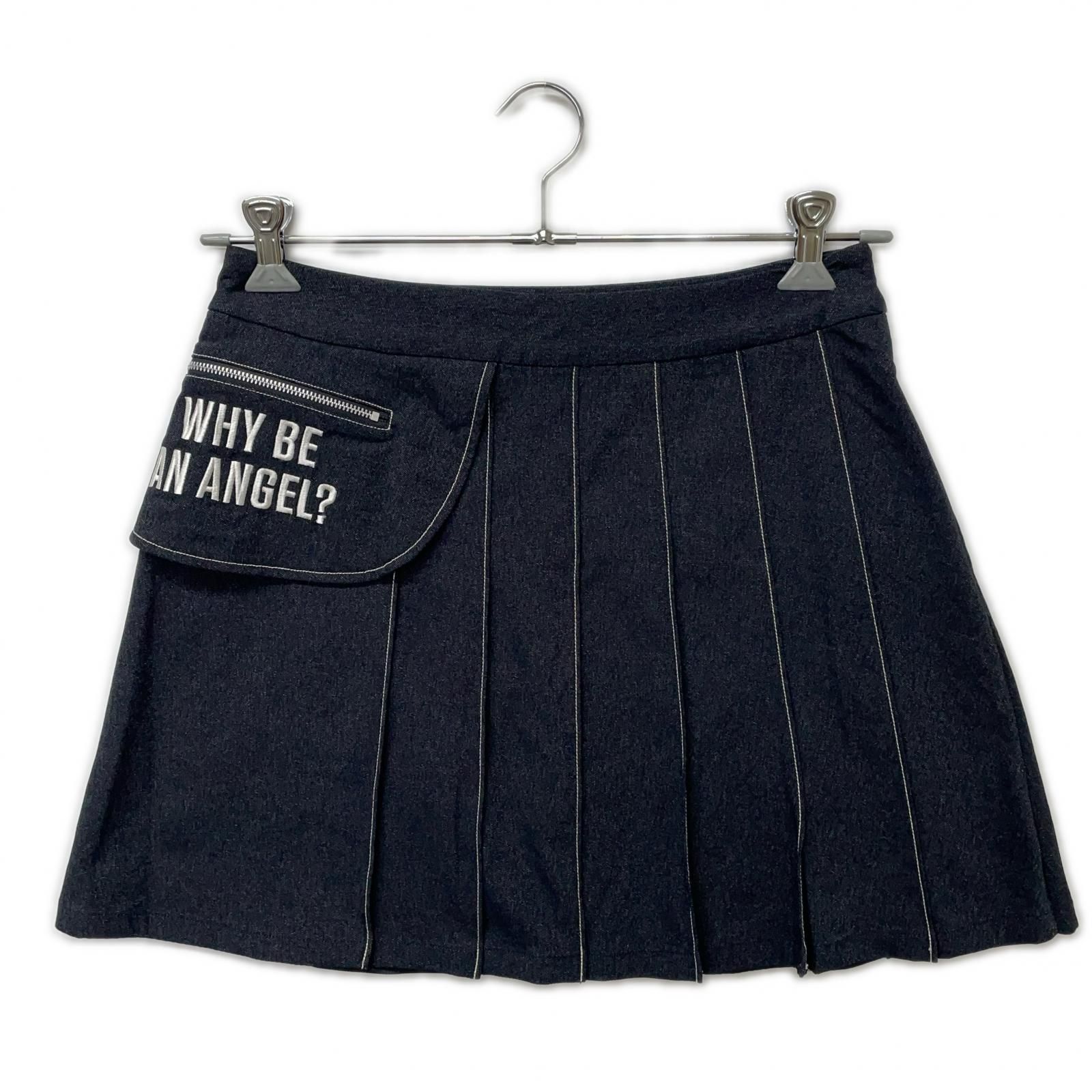 レディース ワック WAAC スカート 27インチ L インディゴブルー プリーツ 外付けポケット 一体型インパン
