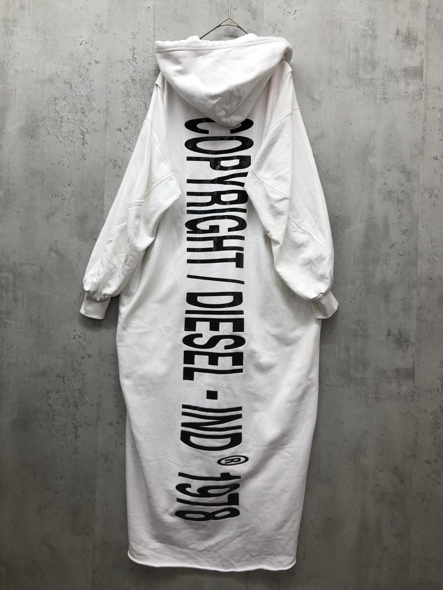 DIESEL ディーゼル 背中あき ビッグロゴ パーカー ワンピース sizeXXS|白 ◎レディース