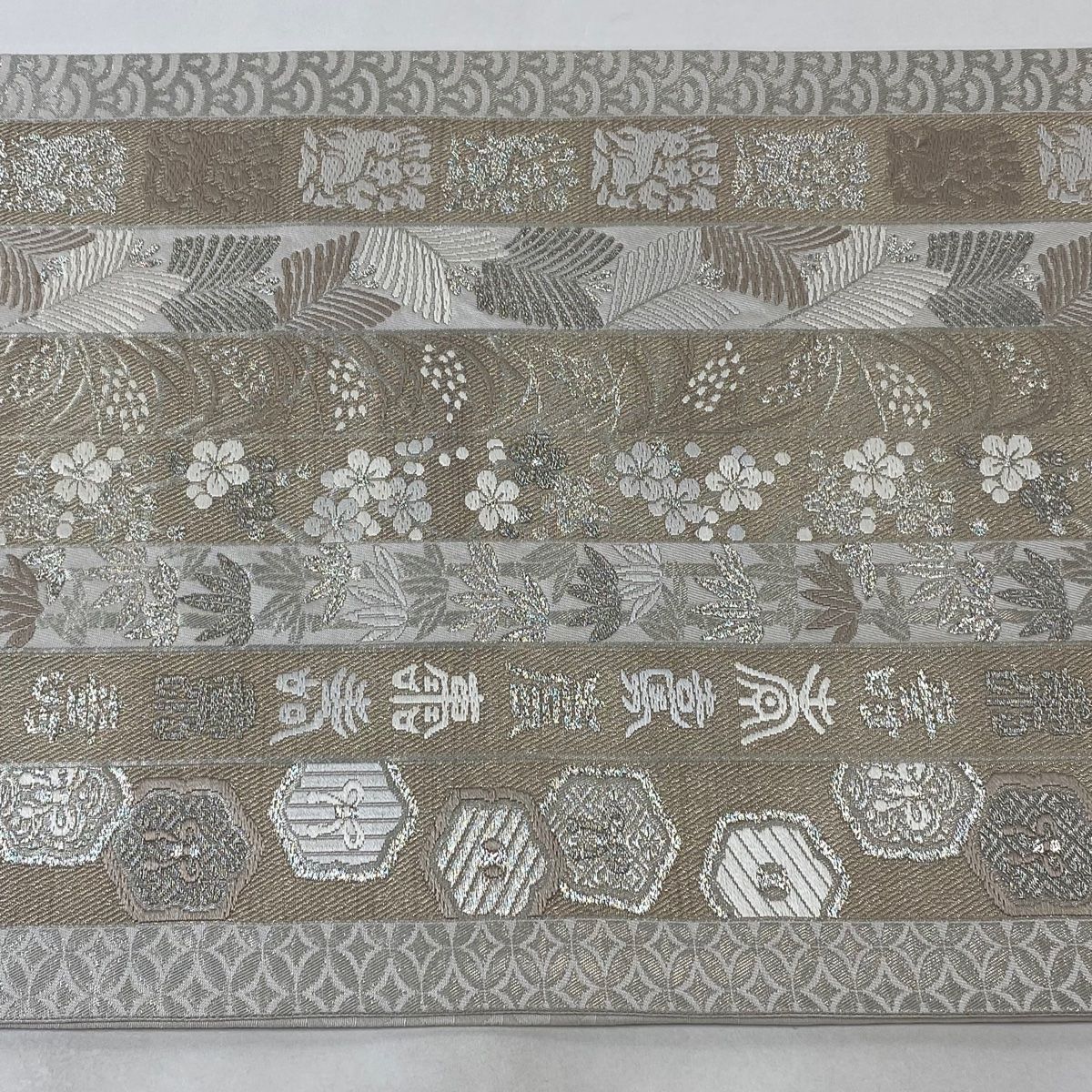 504my16①◆H・L/アッシュエル 長尺 全通袋帯 松竹梅 化繊◆未使用品 袋帯 美品 秀品 鬼壁錦 慶長名松文 松竹梅 本金箔 黒 六通 正絹