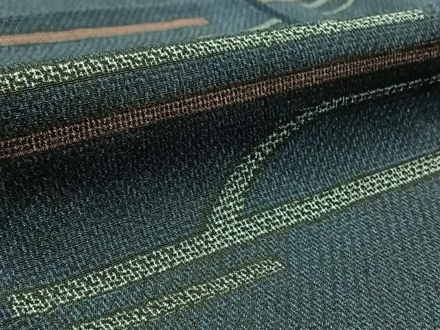 平和屋着物▽本塩沢 単衣 幾何学文様 正絹 逸品 AAAZ2329jh