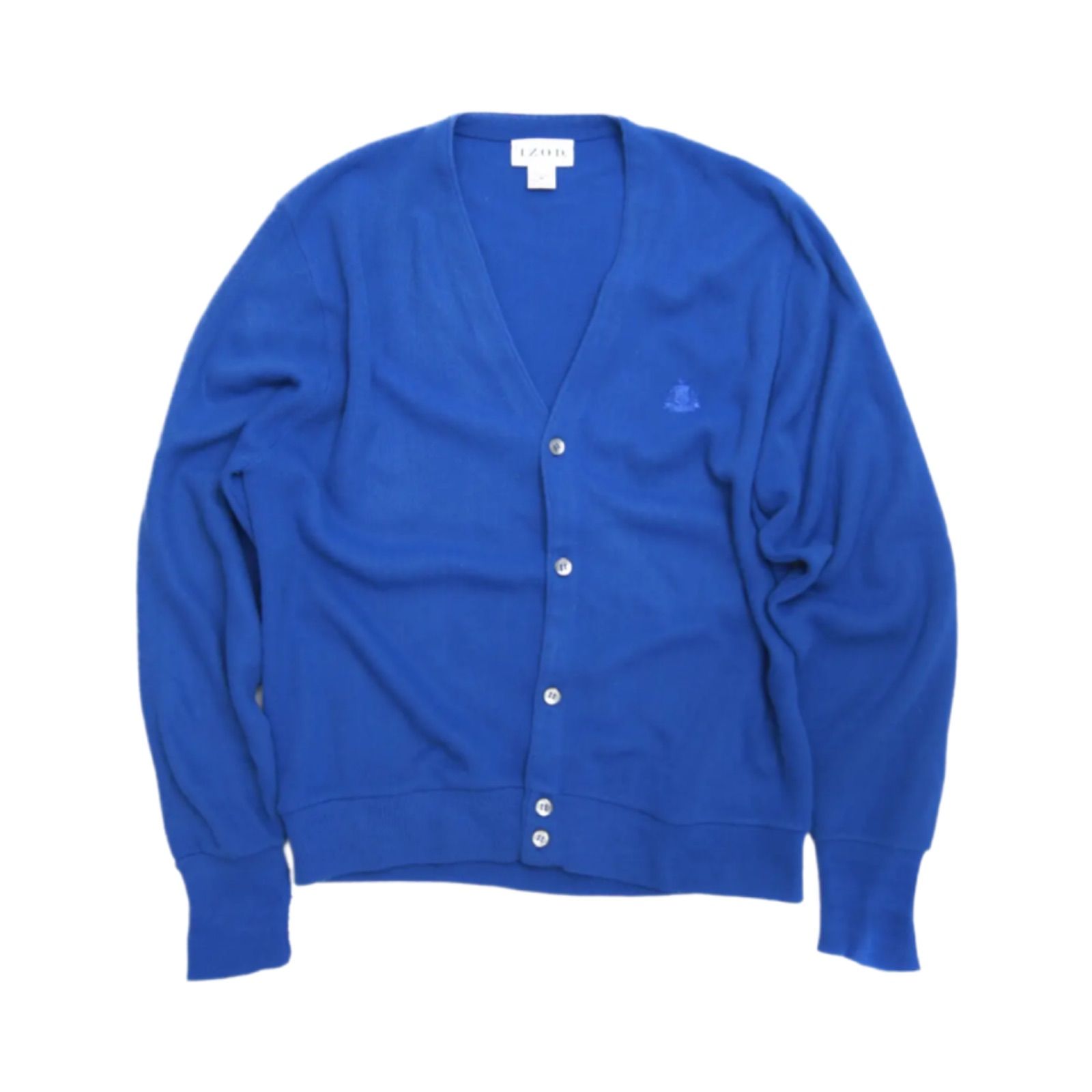 IZOD LACOSTE アイゾッドラコステ アクリルカーディガン青 アメリカ製 90's IZOD lacoste Acryl cardigan / 古着 ラコステ オールドラコステ