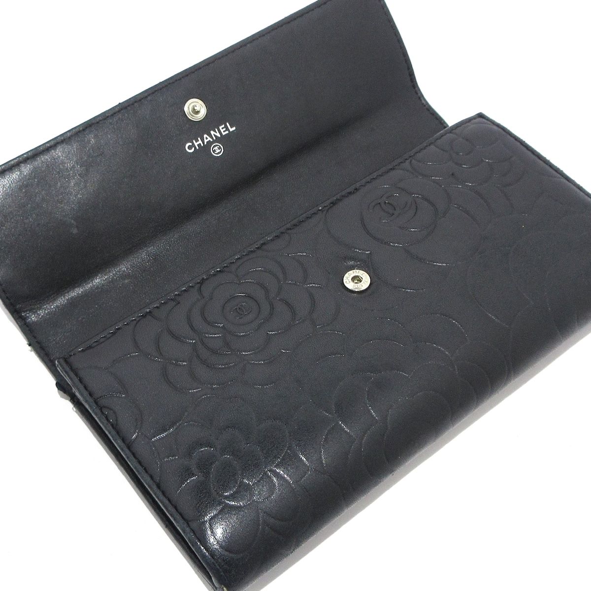 CHANEL シャネル 長財布 カメリア ラムスキン ブラック 黒 CHANEL シャネル 財布 カメリア レディース ブランド 長財布