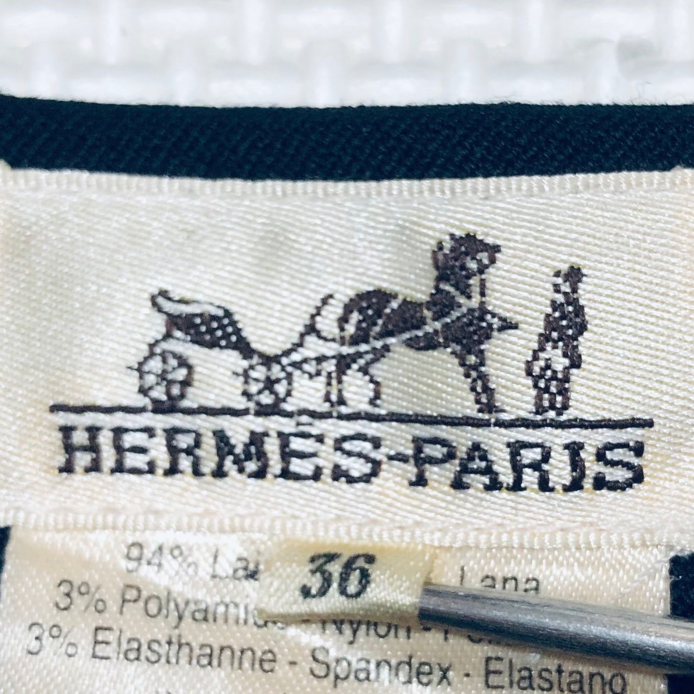 HERMES エルメス タイトスカート 膝丈ミドル ブラック ウール94