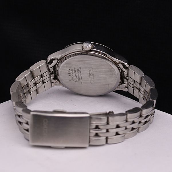 稼動 QZ セイコー 6N22-00E0 50m デイト 白文字盤 レディース