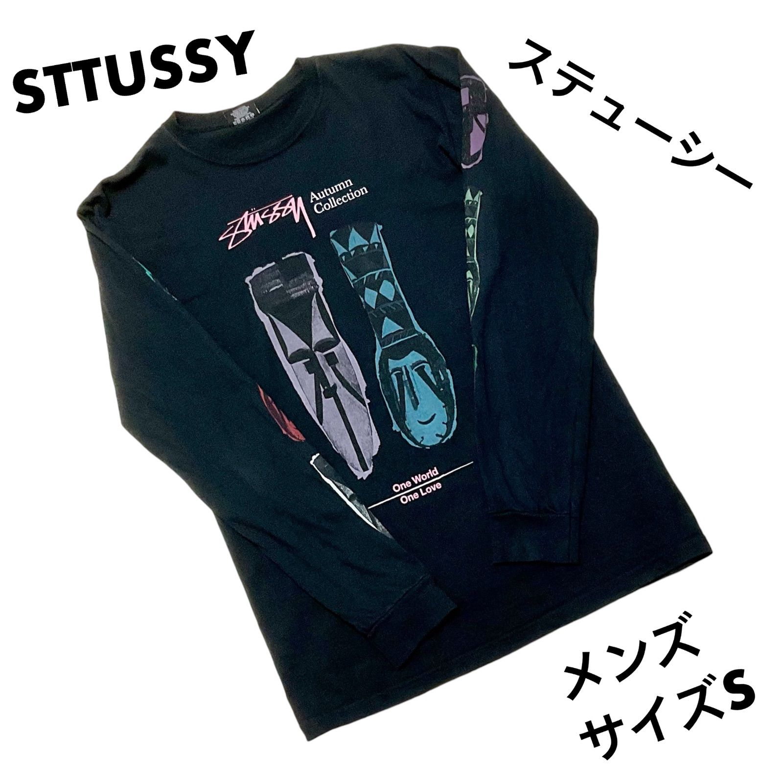 美品 プリント柄】 STUSSY ステューシー ONE WORLD ONE LOVE 美品 プリント柄】 STUSSY ステューシー ONE WORLD ONE LOVE