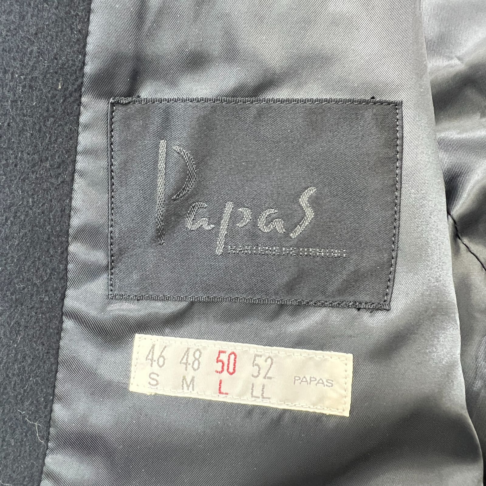 パパス ウール テーラードジャケット 厚手 ブラック 黒 メンズ L 比較