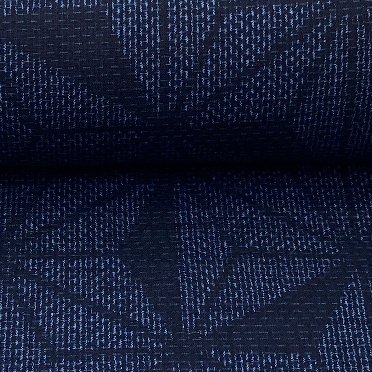 【品質保証書】 反物 秀品 紬 証紙有 麻の葉 紺色 正絹 明示的な