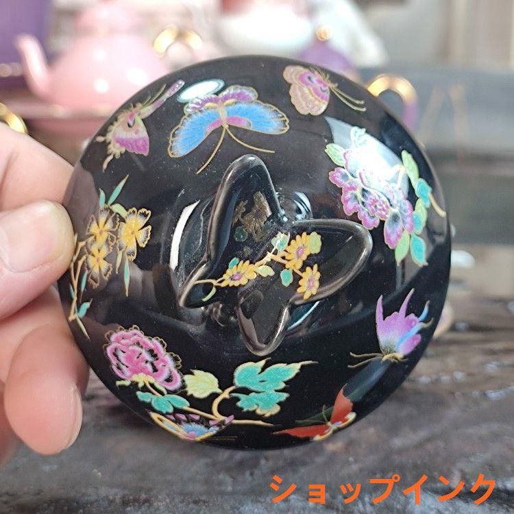 未使用品 蝶恋花三才蓋碗 中国茶器 景徳鎮盖付き茶器 飲茶食器