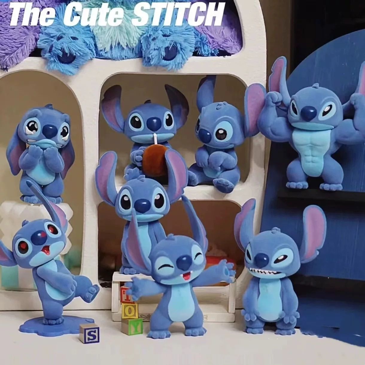 8点 ｜ Disney x 52TOYS メイソウ Stitch スティッチ 怪可爱” とてもかわいい ” 中国 ブラインドボックス 置物 モデル 星际车手｜モコモコ｜ふわふわ｜触って感じる blue 8点