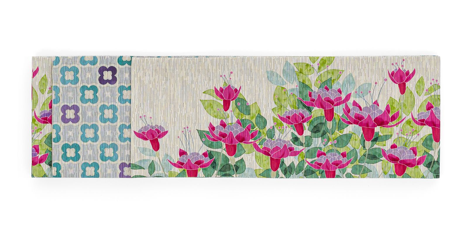 召しませ花 リバーシブル半幅帯 花咲く庭