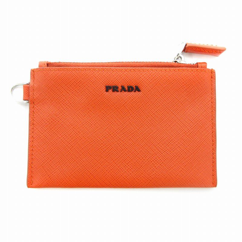 プラダ PRADA 財布 ウォレット コインケース 小銭入れ ロゴ オレンジ /AE