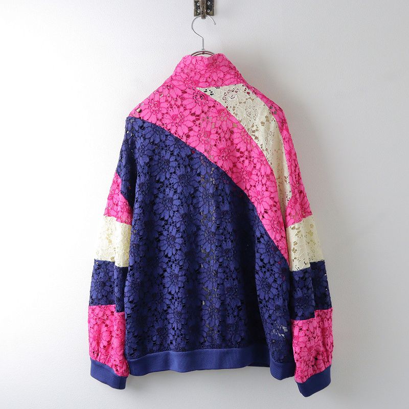 美品 グッチ GUCCI Lace Interlocking GG Patch Track Jacket 総レース