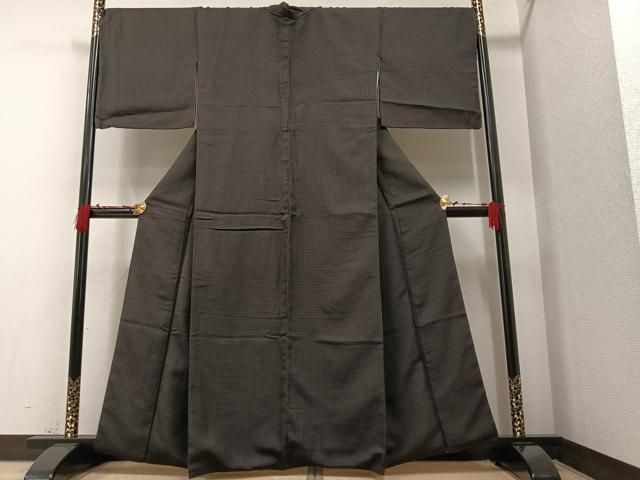 平和屋着物○上質な小紋 雪輪枝梅 黒地 金彩 正絹 逸品 AAAU0018np  