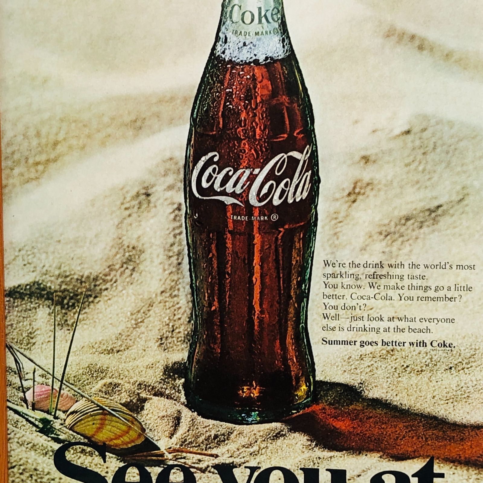 1910年代ヴィンテージCoca-Cola 広告ポスター 木製フレーム付き 1910年代ヴィンテージCoca-Cola 広告ポスター 木製フレーム付き