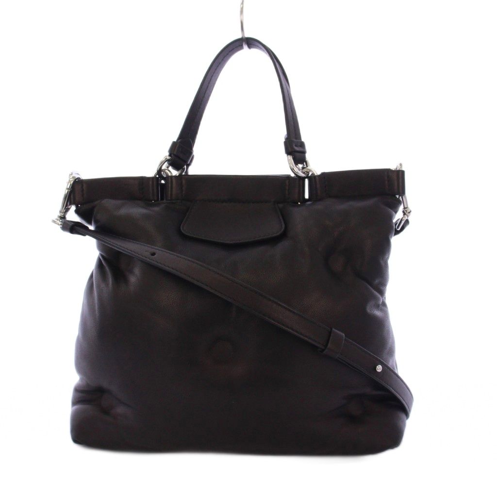 Maison Margiela ブラックレザー バッグ Maison Margiela Paper レザー ショルダーバッグ M | ブラック
