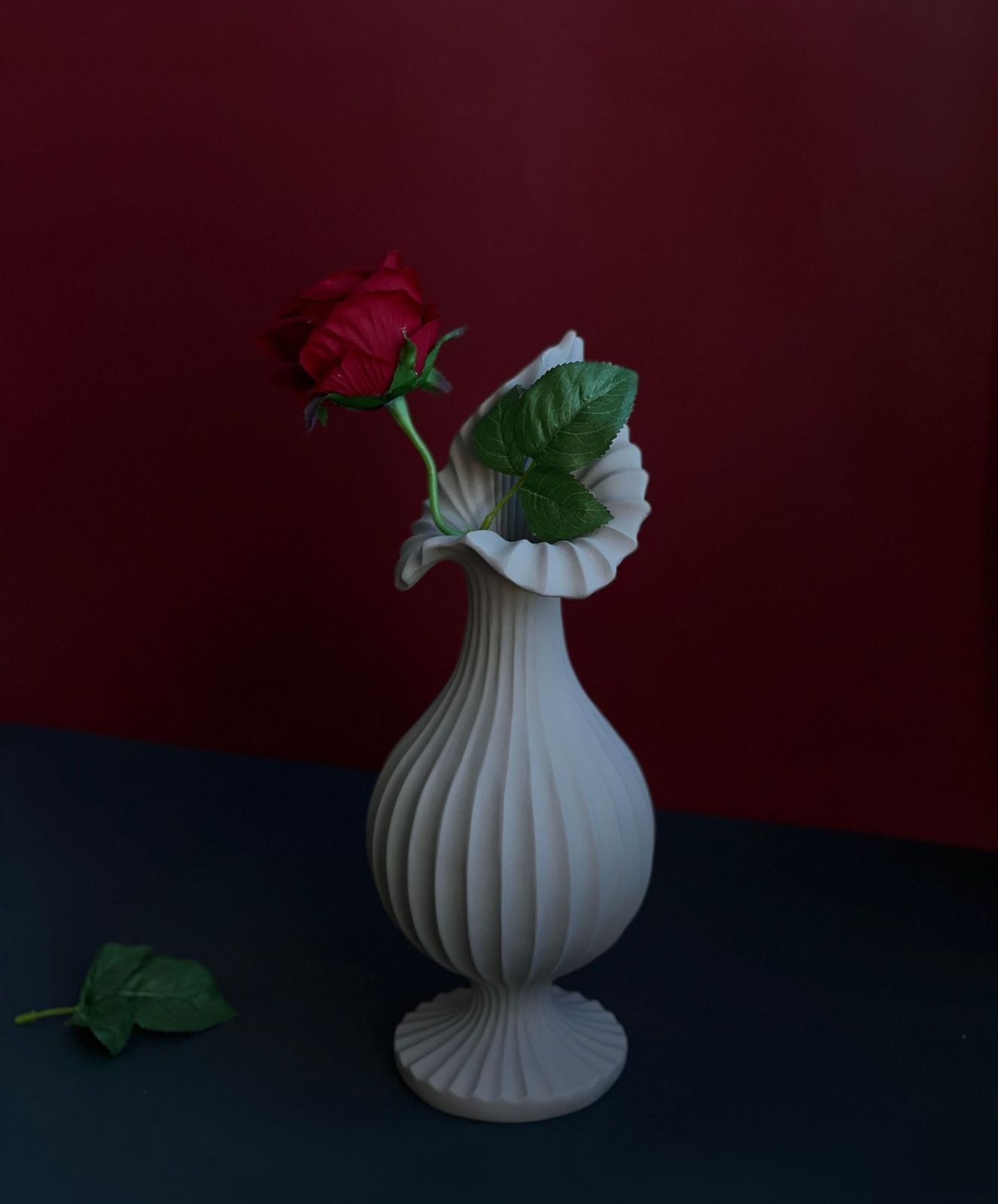 縞模様の花瓶 フラワースタンド 砥部焼 佐川製陶 青緑色 陶器製 花瓶