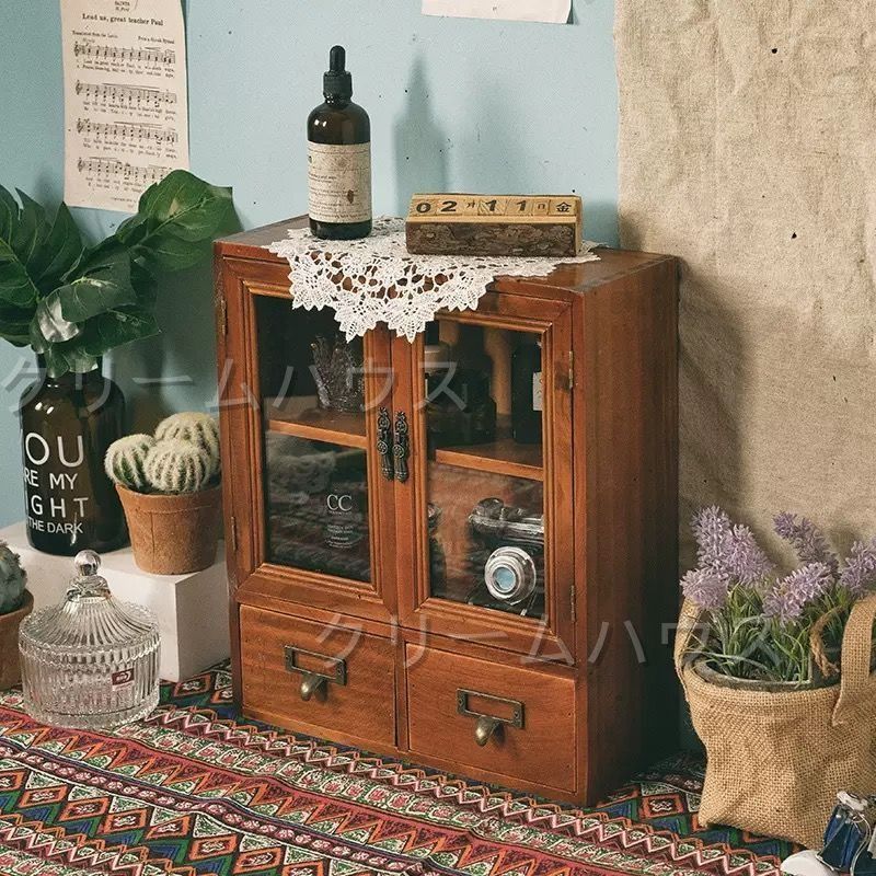 アンティークチェスト 木製収納棚 キャビネット ヴィンテージ調