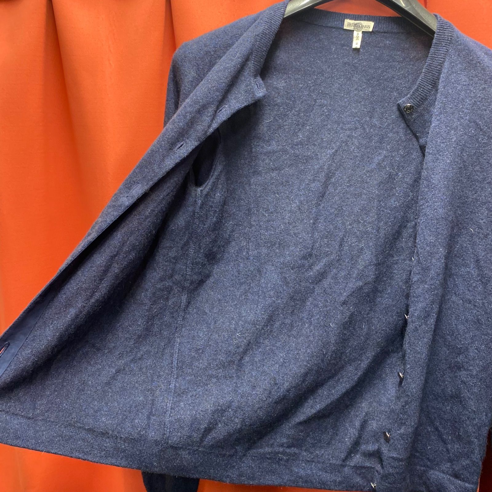 HERMES エルメス カーディガン ネイビー 紺 系 ボタンダウン