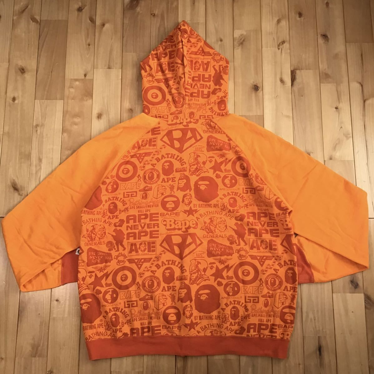 ☆XL☆ BAPE mix logo フルジップ パーカー Orange a bathing