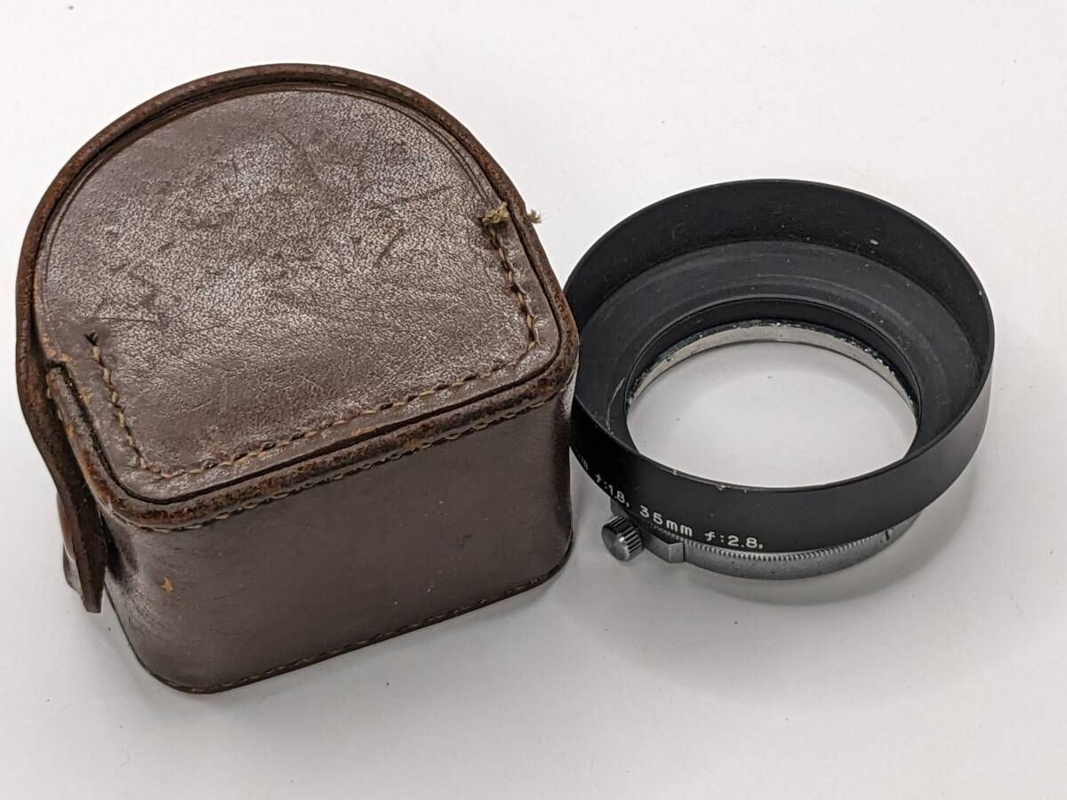 【純正メタルキャップ付属】 キャノン 50mm Ｆ1.8 ライカＬマウントレンズ ☆良品☆ Canon 純正メタルフード 皮ケース付き for 50mm f:1.8
