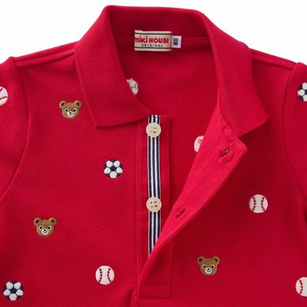 プチ刺繍入り半袖ポロシャツ