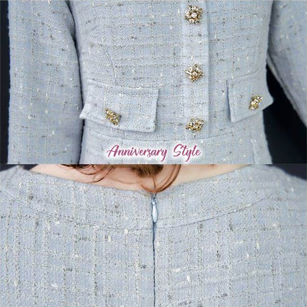 ツイードワンピース 即納 水色 M L 2L ラメ 新品 SZLN-166866 - メルカリ 