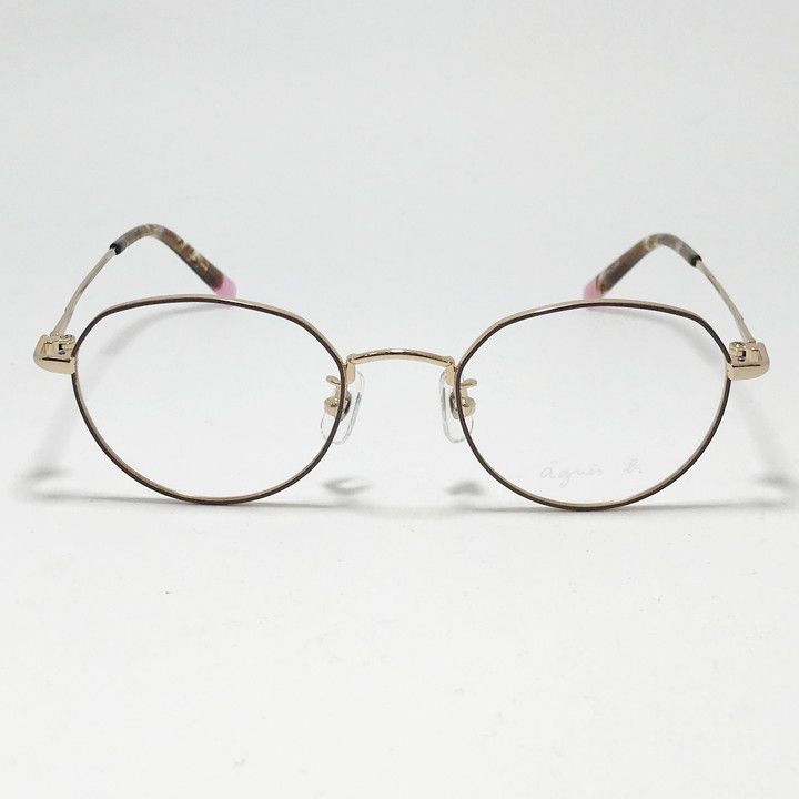 agnes b. アニエス ベー レディース 眼鏡 メガネ フレーム サングラス 50-0126-2 サイズ47 ブラウン ライトゴールド