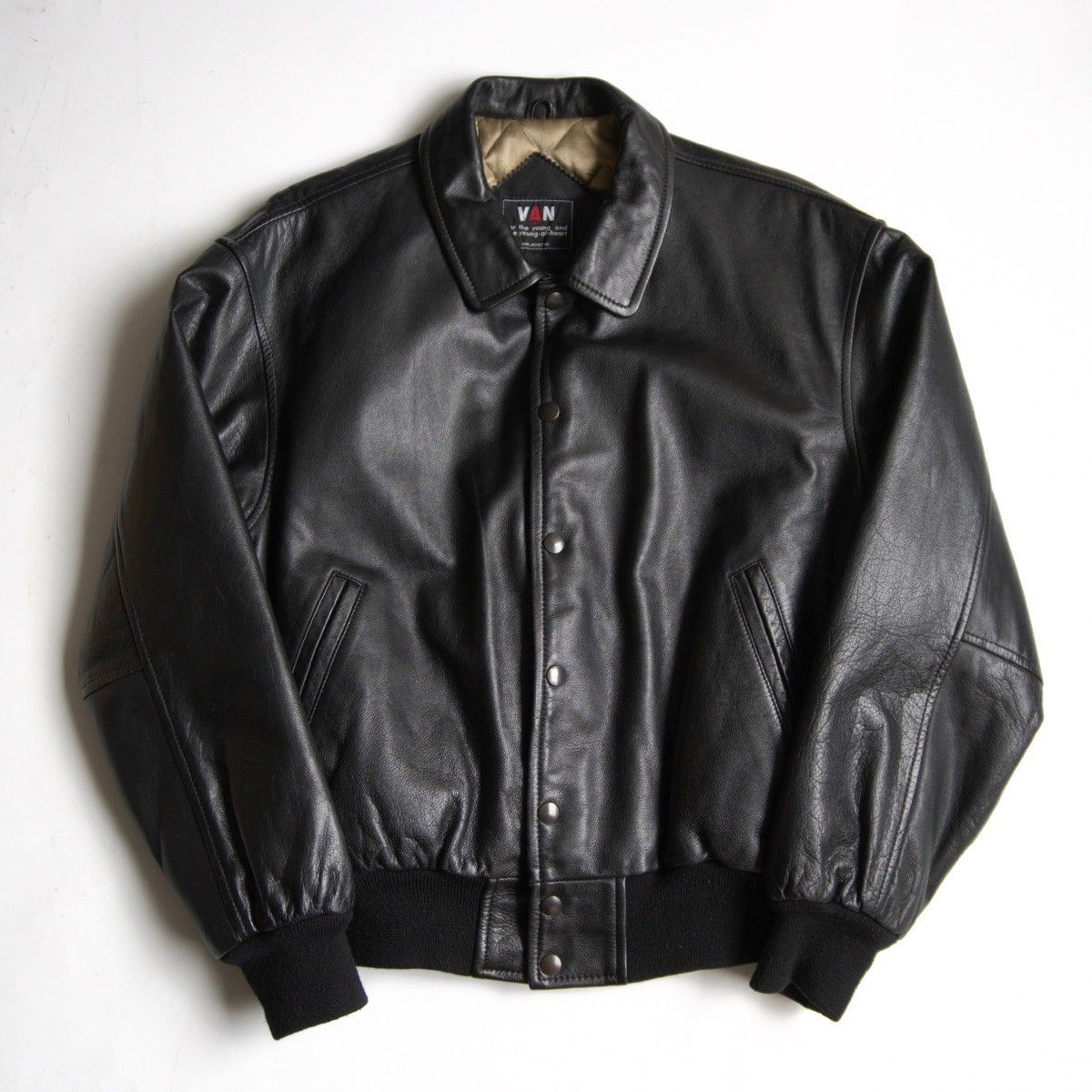美品】 VAN JAC 【オールレザー スタジャン】BIG ONE ブラック ヴァン