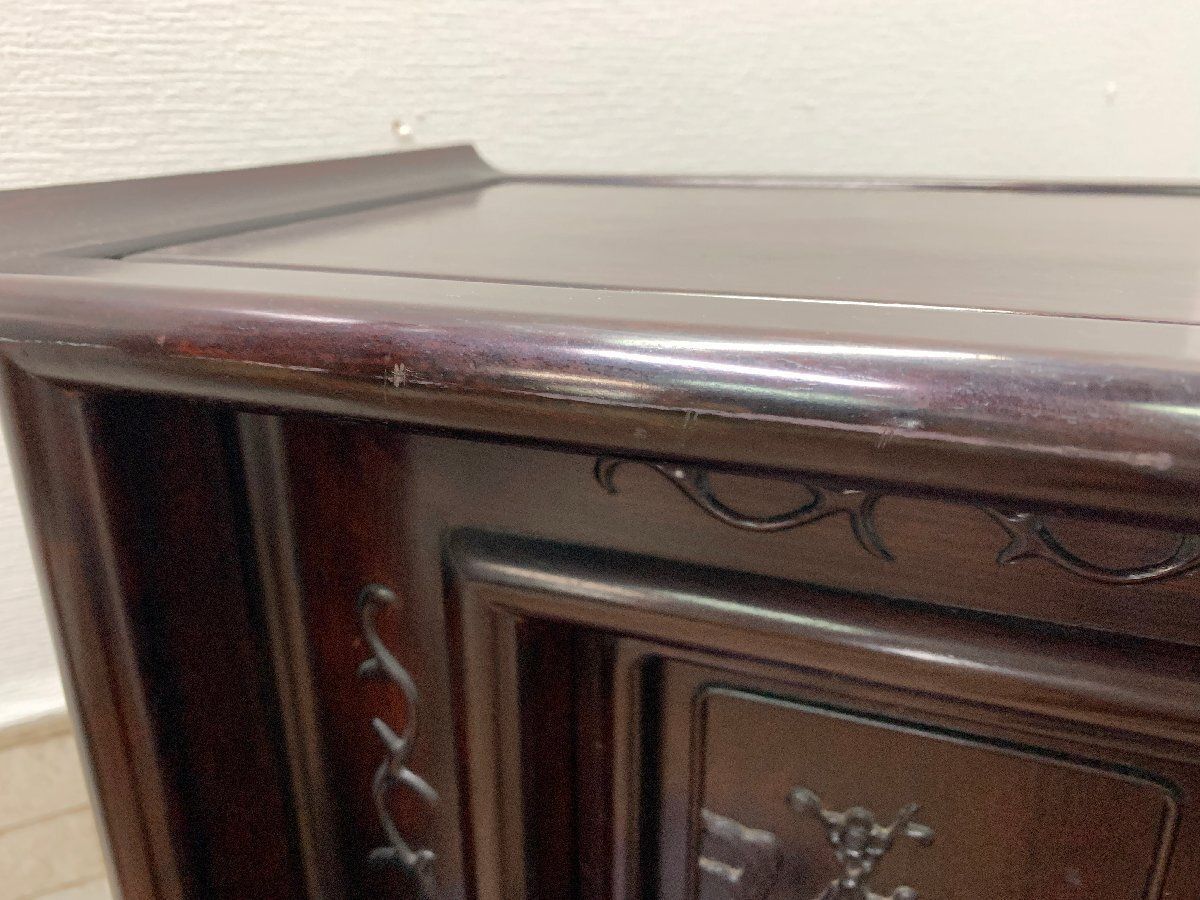 紫檀 茶箪笥 違い棚 飾り棚 和家具 茶棚 昭和レトロ 収納 木製