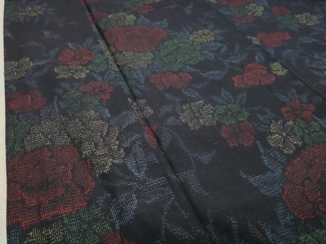 平和屋着物○上質な紬 草花文 正絹 逸品 CAAX5726gh