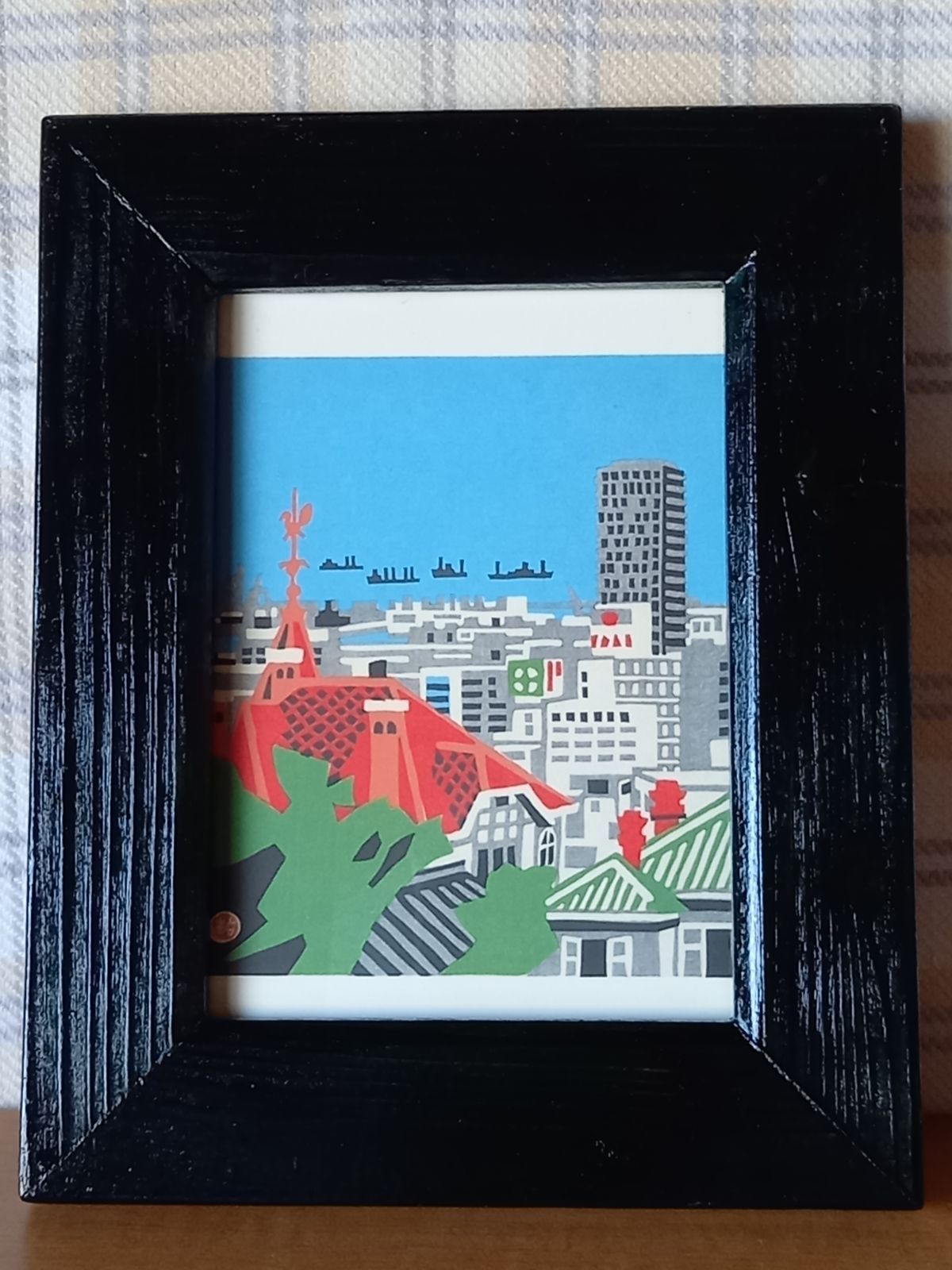 木版画　額装　真作　川西祐三郎　『神戸港』 木版画 額装 真作 川西祐三郎 『神戸港』