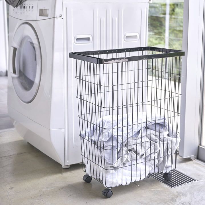 ランドリーバスケット キャスター ランドリーバスケット タワー キャスター付き 山崎実業 タワー tower クッチーナ ランドリーバスケット 大容量 ランドリーワゴン キャスター ランドリーバスケット キャスター付き ランドリー 脱衣所収納