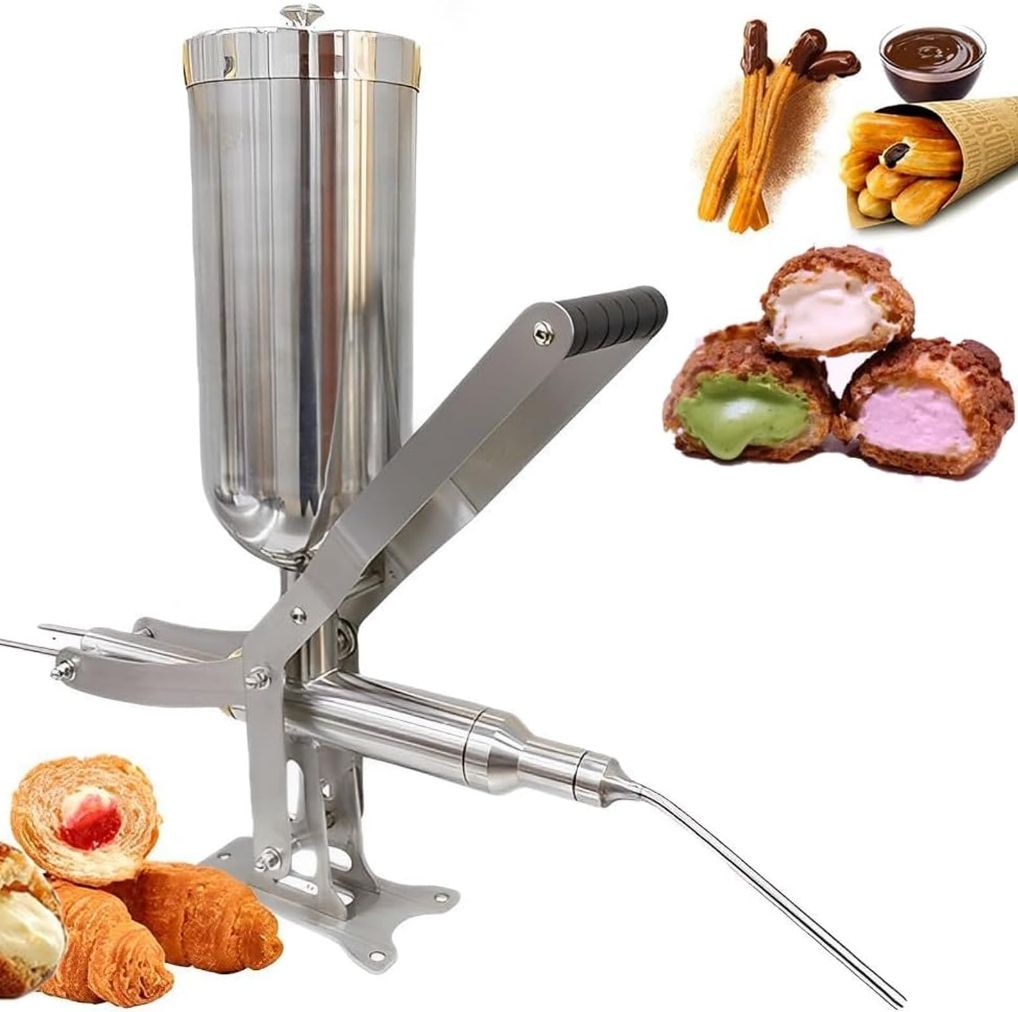 手動クリーム充填機 5L ドーナツ充填機 業務用 家庭用 ラテンフルーツ パン芯クリーム充填機 304ステンレス製 パフ充填用 チュロス チョコレート ジャム充填機 シュークリーム注入具マシン 食品工場 レストラン ベーカリー用 クリーム充填機