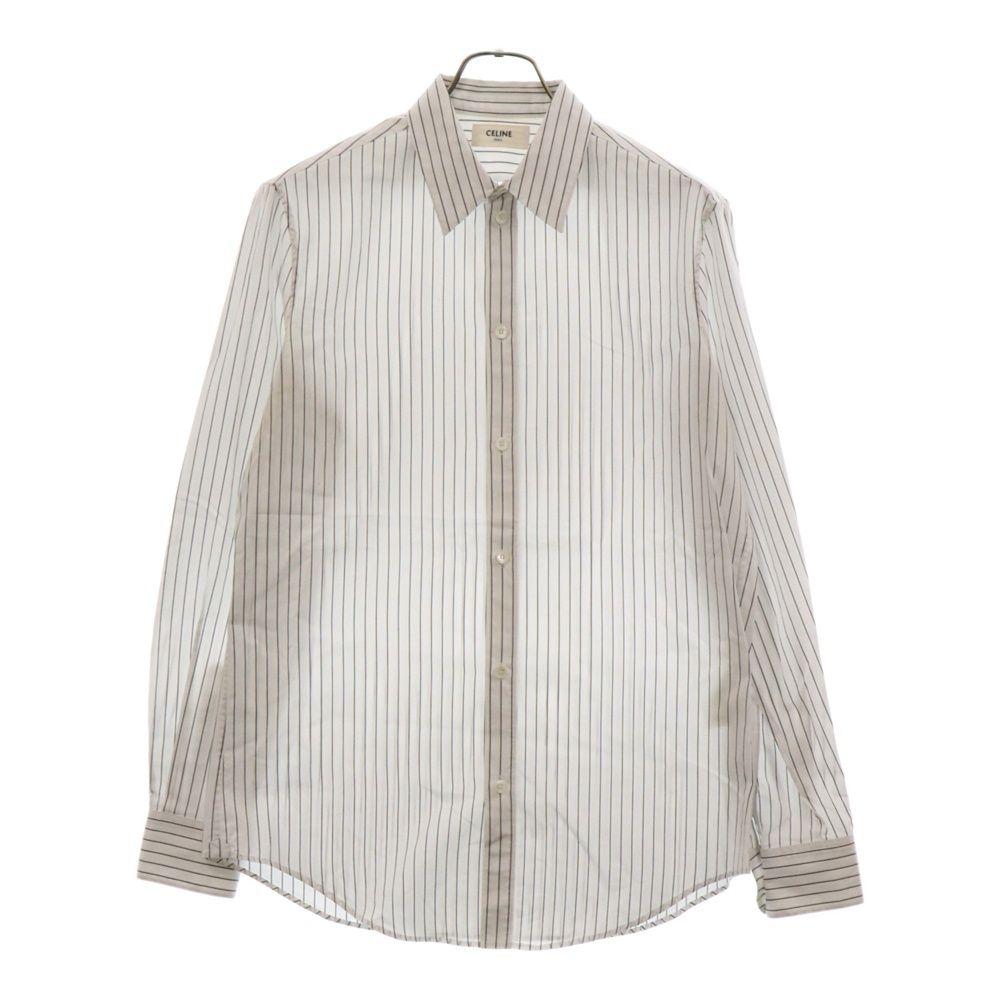 CELINE (セリーヌ) ストライプコットン長袖シャツ ホワイト 2C028023F