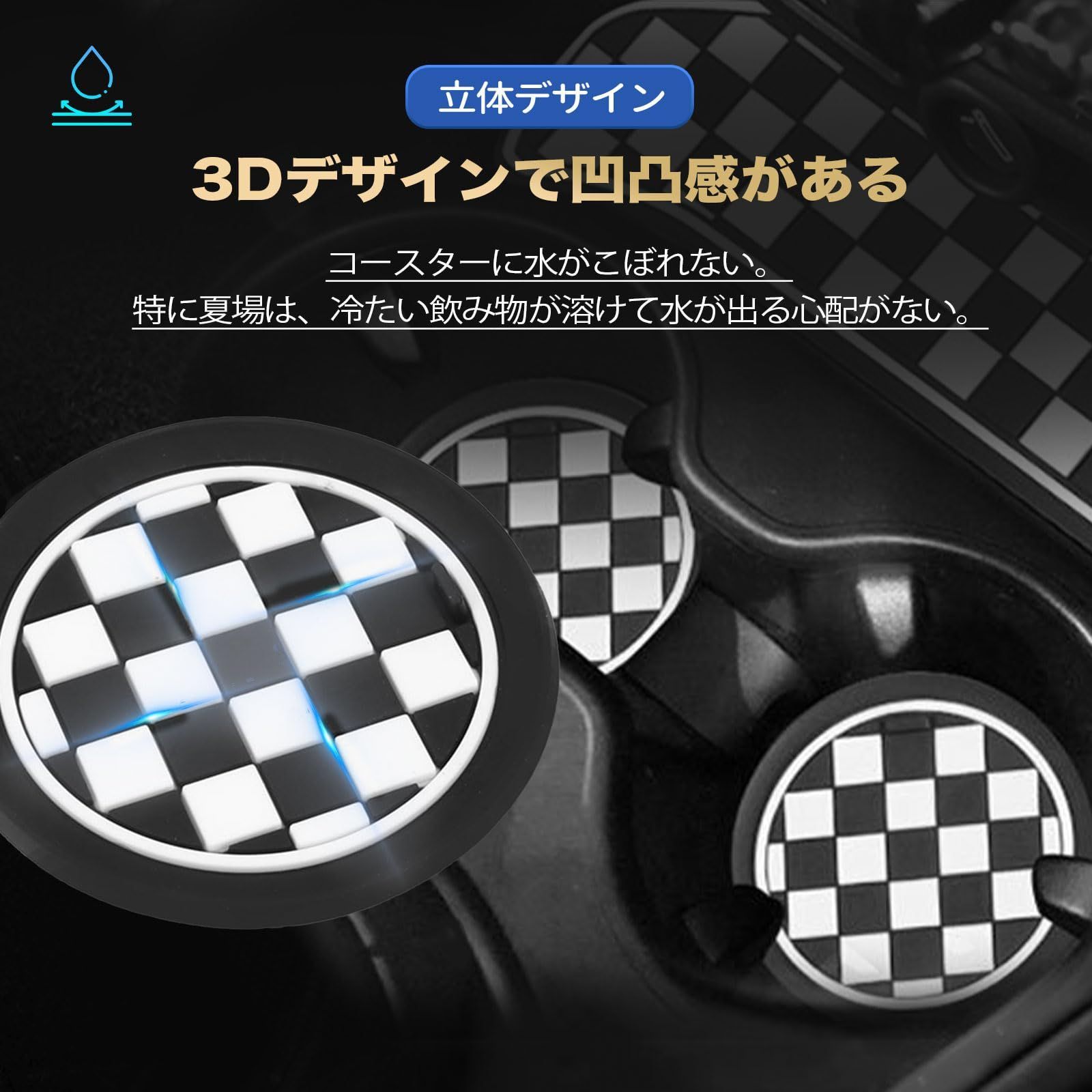 【新着商品】ミニクーパー BMW MINI 用 コースター アクセサリー ノンスリップ アクセサリー Persevereドリンクホルダー (【F54】3枚 ユニオンジャック)