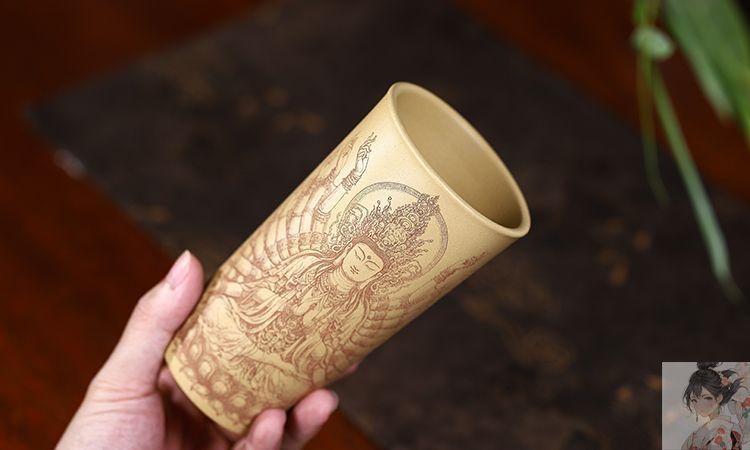 宜興紫砂杯 段泥 千手観音水杯 可楽杯 茶道具　煎茶道具　美術品 宜興紫砂杯 段泥 千手観音水杯 可楽杯 茶道具 煎茶道具 美術品