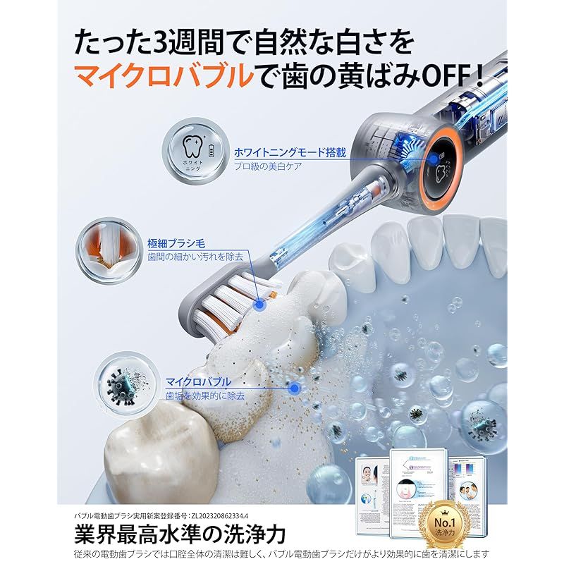 2024最強バブル洗浄 歯茎に優しいケア】RANVOO 電動歯ブラシ ソニック