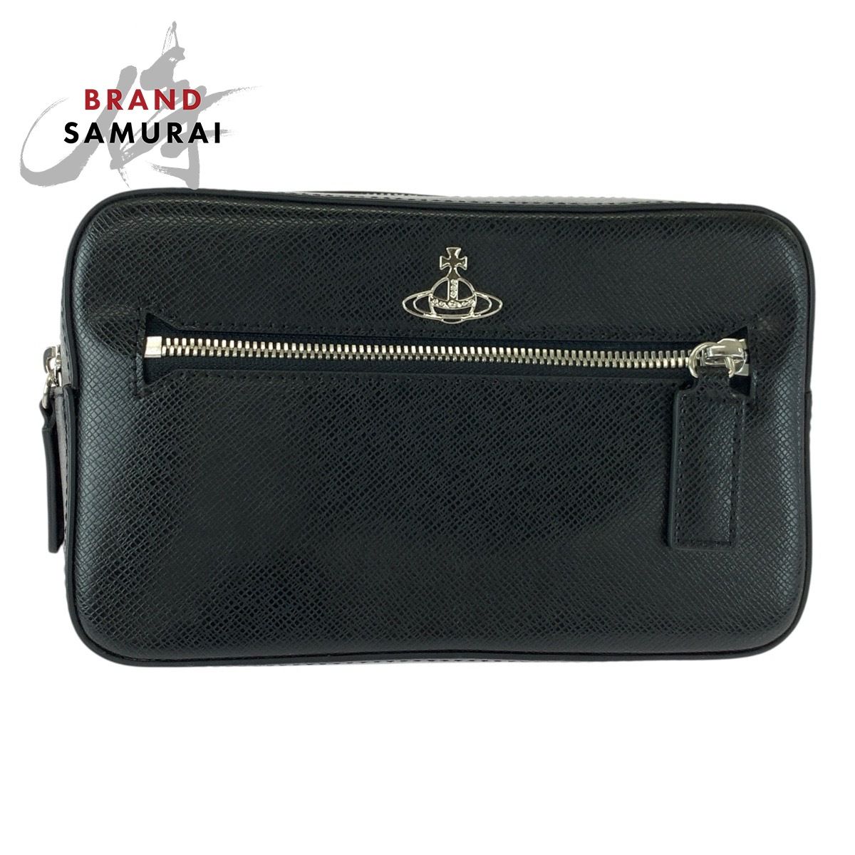 Vivienne Westwood ヴィヴィアンウエストウッド ブラック 黒 シルバー金具 レザー ウエストバッグ バムバッグ レディース 505387