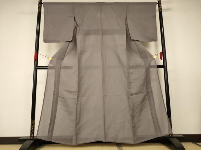 平和屋着物＊夏物 色無地 紗 茶鼠色 正絹 AABC1862jd