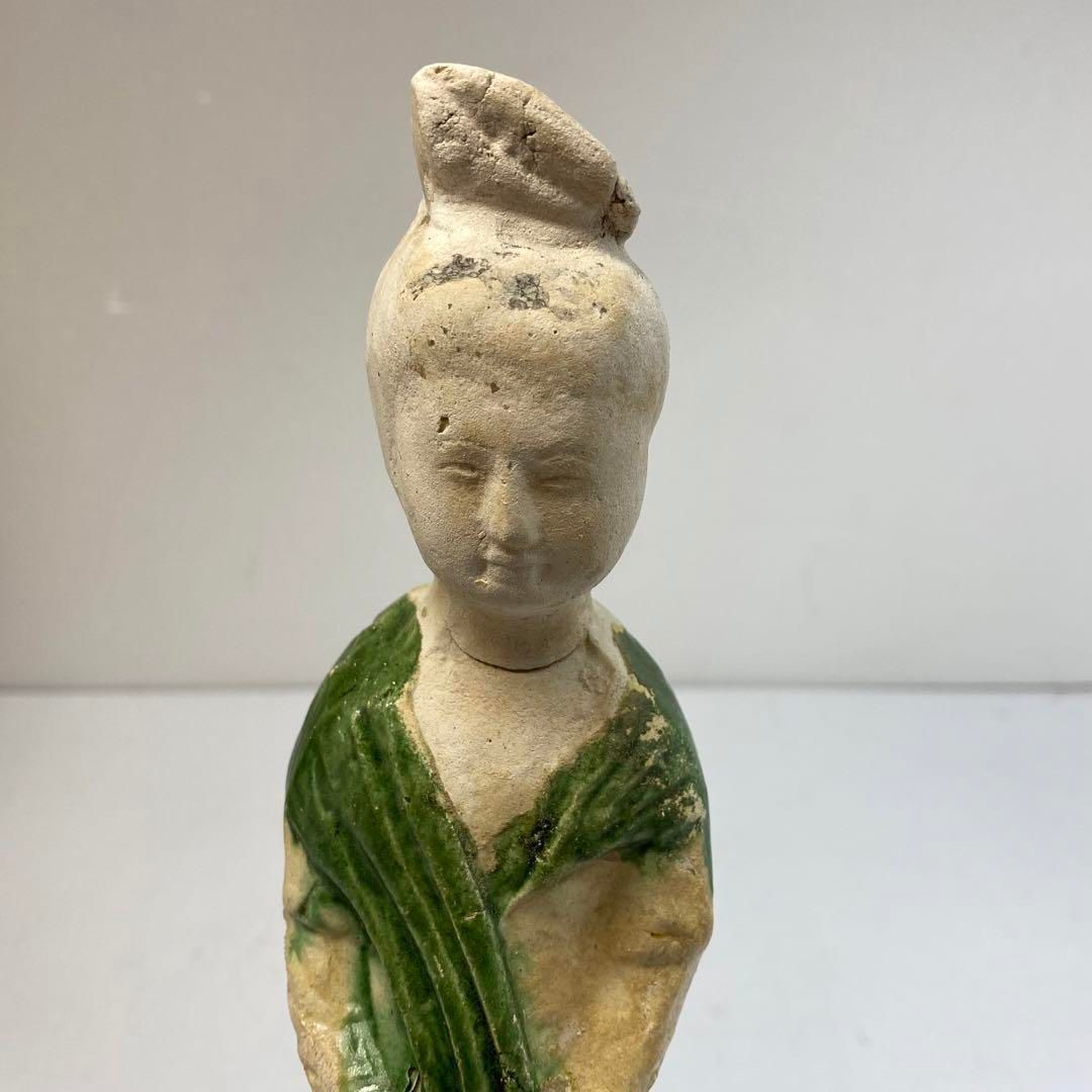 中国 唐時代 唐三彩人物 置物 トヒチ 高さ31㎝ 台込 東な6-0526