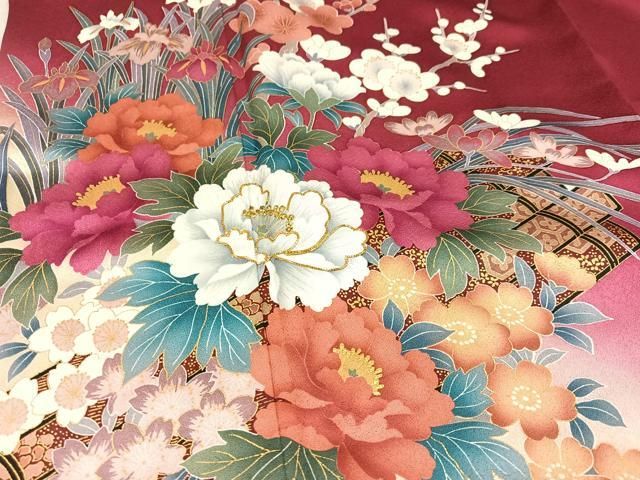 平和屋着物□豪華振袖 駒刺繍 花筏文 暈し染め 金彩 正絹 逸品