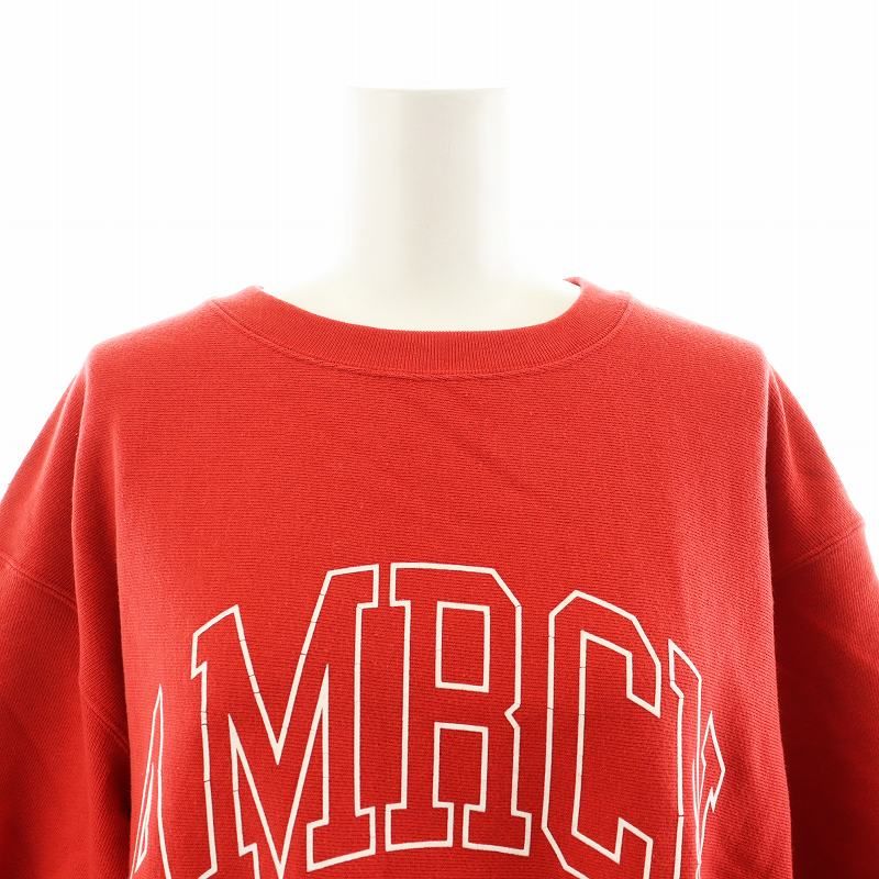 アメリカーナ AMERICANA 24SS カットオフスウェット 7分袖 ロゴ 赤