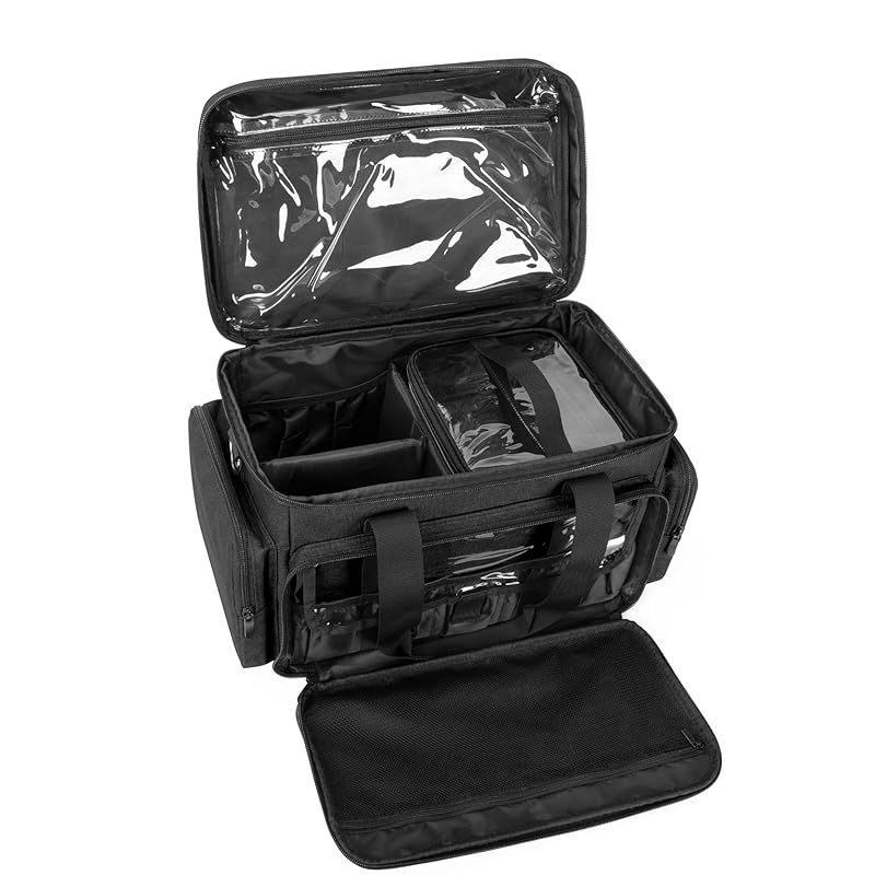 BAFASO 化粧バッグ メイクボックス 大容量 2つのコスメポーチ付き 取り外し な仕切り付き メイク道具 ヘア用品 収納 持ち運び コスメボックス 化粧ポーチ 旅行 出張用 ブラック 0