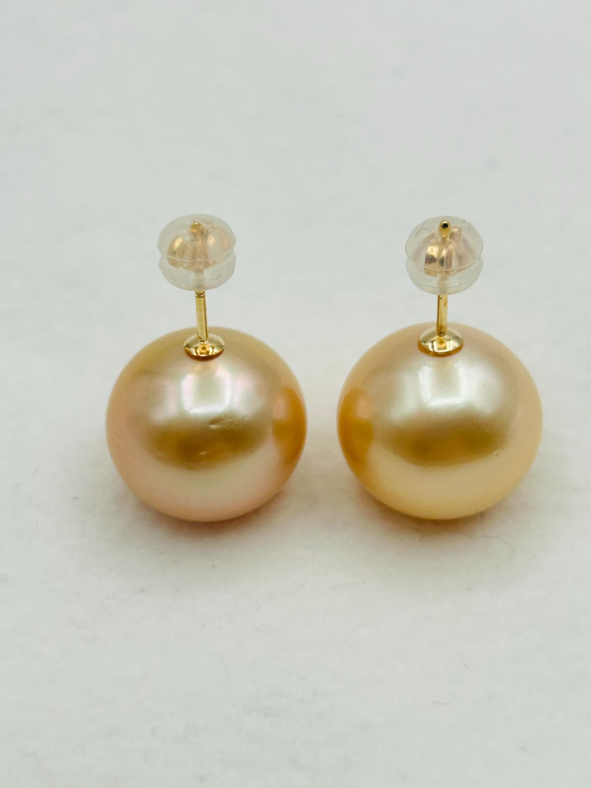 南洋白蝶真珠パールフックピアス 15mm ナチュラルゴールドカラー K18製