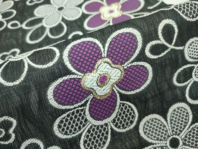 平和屋本店□極上 スリーシーズン 九寸名古屋帯 舞花文 金糸 逸品 未