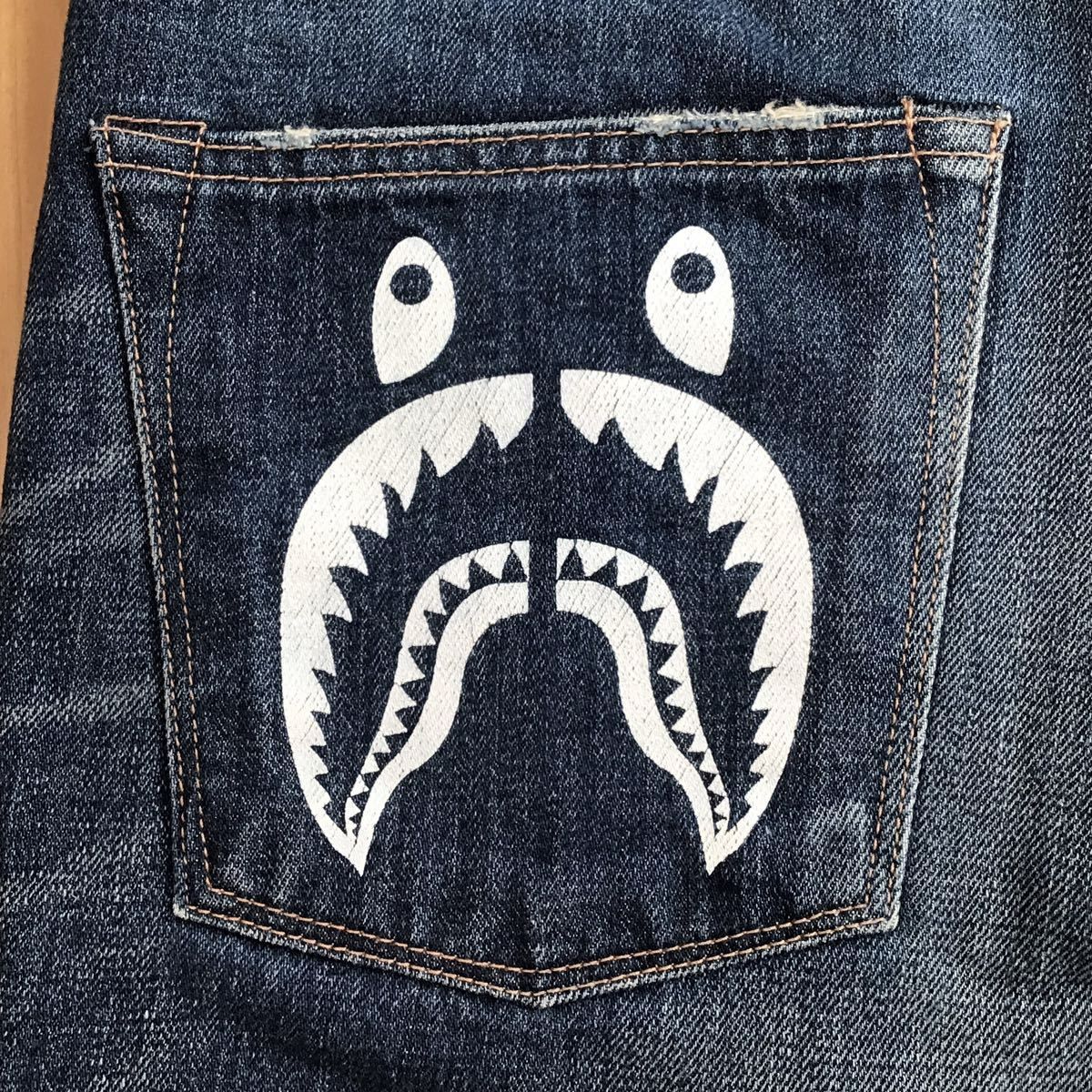 シャーク デニム パンツ Mサイズ a bathing ape BAPE shark denim