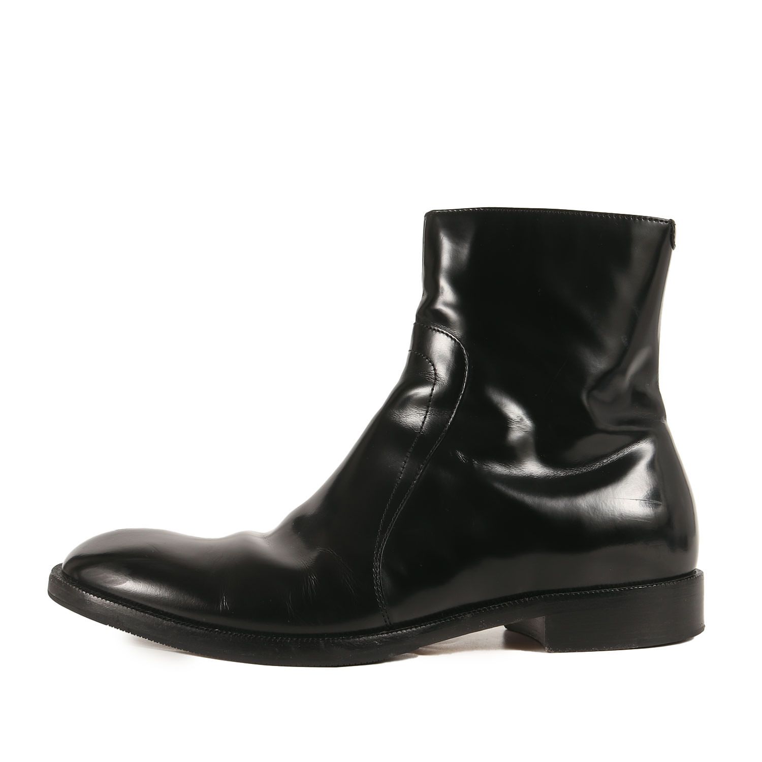Maison Martin Margiela メゾンマルタンマルジェラ ブーツ サイズ:41(26cm相当) / 21AW インサイドジップ ガラスレザー ブーツ / Margiela22 / ブラック 黒 / イタリア製 / シューズ 靴【メンズ】