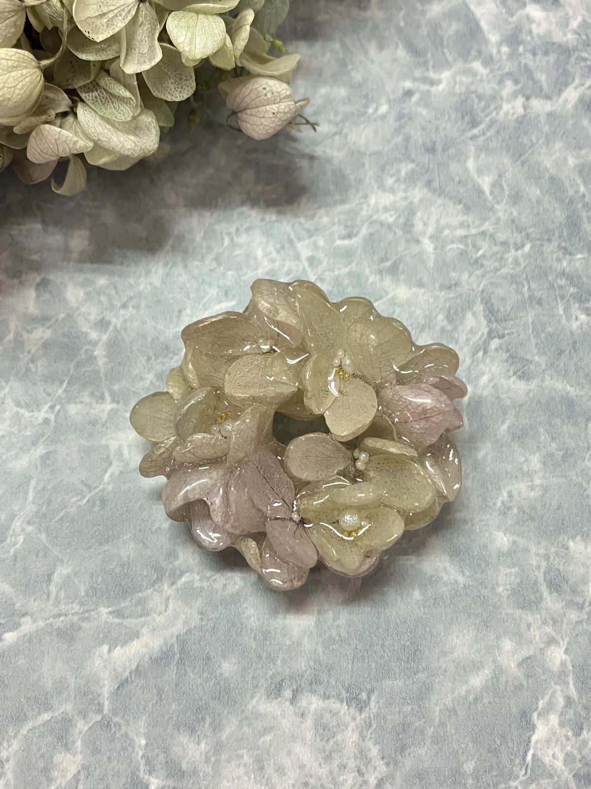 紫陽花 立体リースブローチ-0