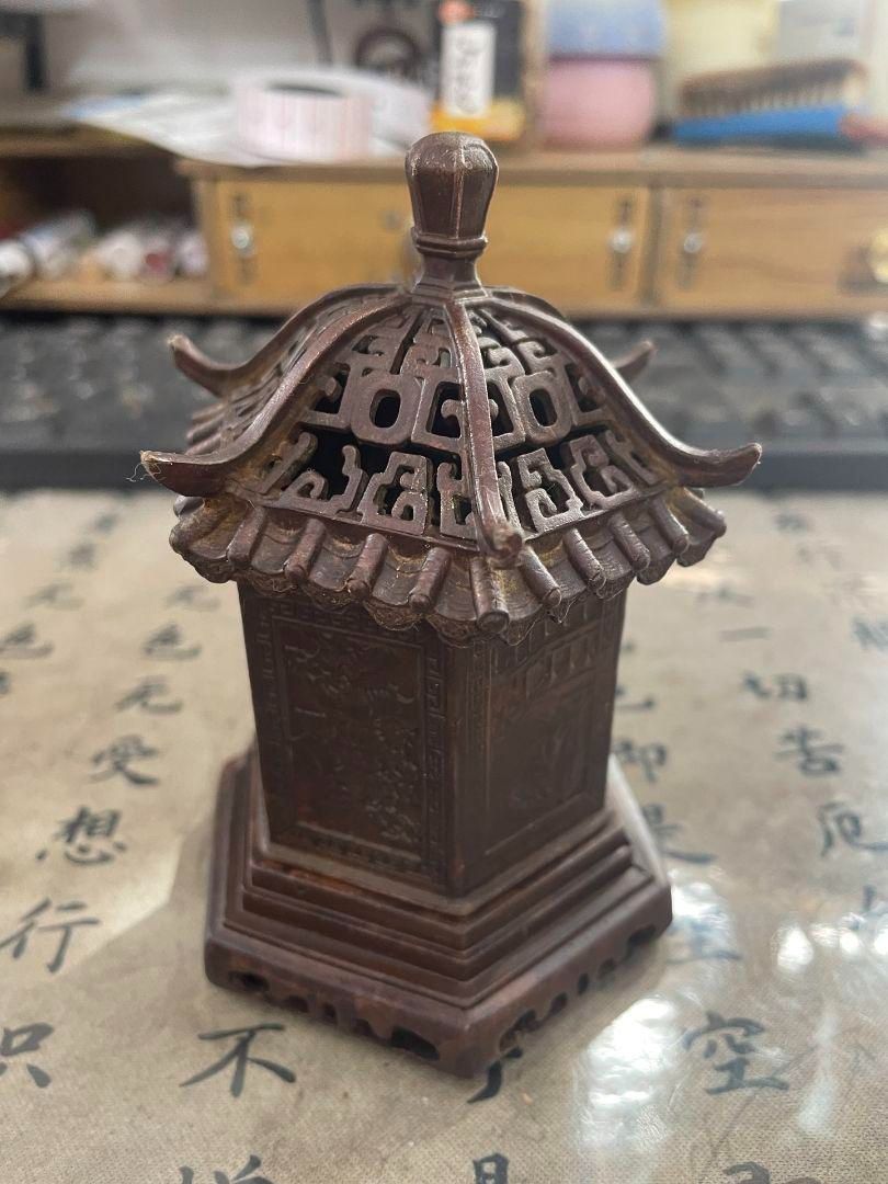 銅製 透かし彫り双鳳香炉 灯籠薫香炉 香道具 装飾品 工芸品 置物 銅製 透かし彫り双鳳香炉 灯籠薫香炉 香道具 装飾品 工芸品 置物