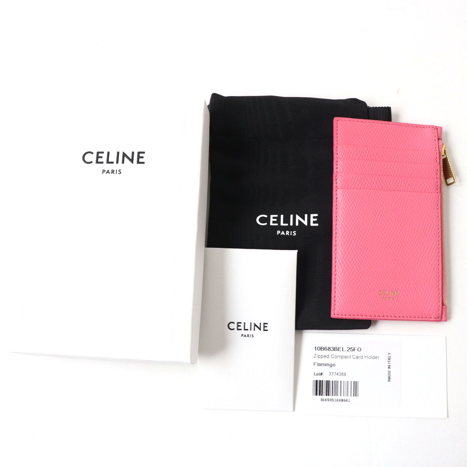 美品 CELINE セリーヌ OB683BEL コンパクト ジップ カードホルダー レザー コインケース ピンク 箱・保存袋付き イタリア製  レディース - メルカリ